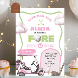 Pink Golf Kid's Fore Birthday Einladung