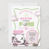 Pink-Golf-Kind zum Geburtstag Einladung (Vorderseite)
