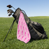 Pink Golf Lady Silhouette Golf Towel Golfhandtuch (Gras)