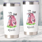 Pink Golf Monogram Thermobecher