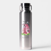 Pink Golf Name Monogram Trinkflasche (Vorne)