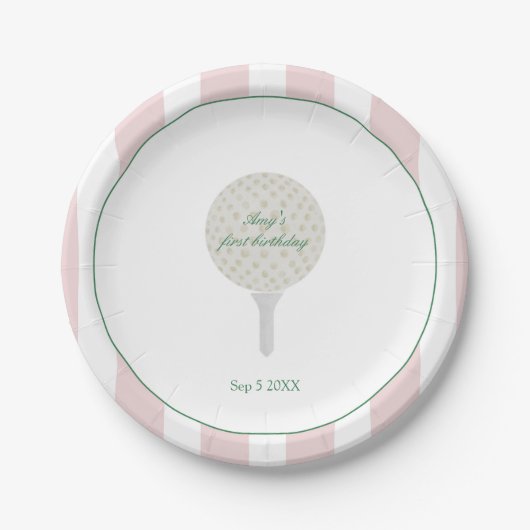 Pink Golf Par-T Papier Teller (Vorderseite)