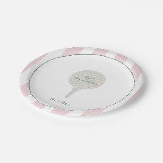 Pink Golf Par-T Papier Teller (Schrägansicht)