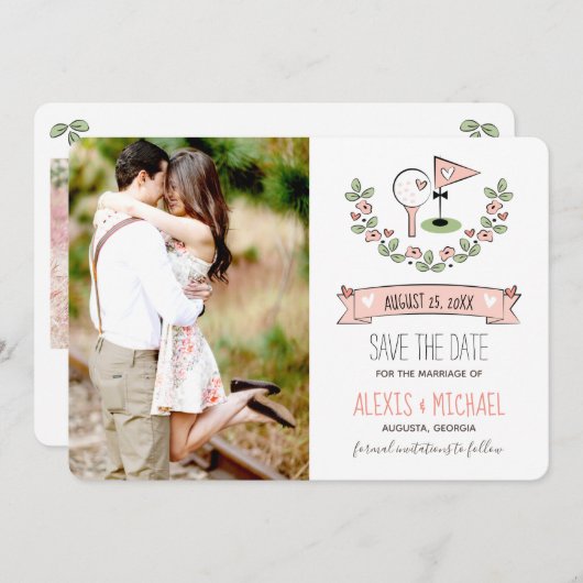 Pink Golf Save the Date (Vorne/Hinten)