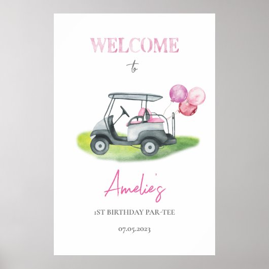Pink Golf Theme Willkommen Poster (Vorne)