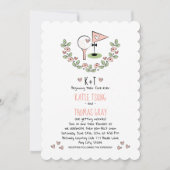 Pink Golf Themed Blumenhochzeiten Einladung (Vorderseite)