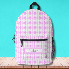 Pink Golf Themendesign Raute Personalisiert Bedruckter Rucksack