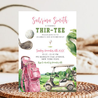 Pink Golf Thir-T-Shirt Geburtstagsfeier Einladung