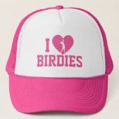 Pink Golf Trucker Hat - 'I Liebe Birdie' Custom Ca Truckerkappe (Vorderseite)