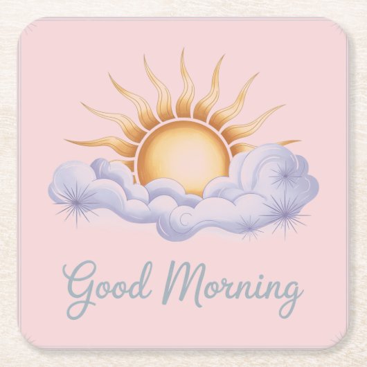 Pink Good Morning Sun Clouds Untersetzer Set (Vorderseite)