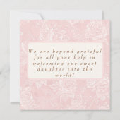 Pink Goose Labor Delivery NICU Hospital Thank Dankeskarte (Rückseite)