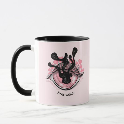 Pink Goth Eye Creepy Horror Wicca Bleibe Weiß Tasse (Links)