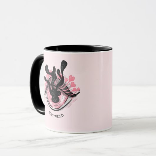Pink Goth Eye Creepy Horror Wicca Bleibe Weiß Tasse (Vorderseite Links)