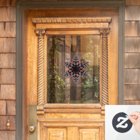 Pink Goth Filigree Snowflake Weihnachten oder Weih Fensteraufkleber (Haustür)
