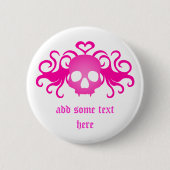 Pink Goth Skull Button (Vorderseite)