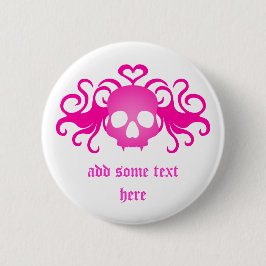 Pink Goth Skull Button