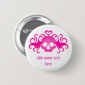 Pink Goth Skull Button (Vorne & Hinten)