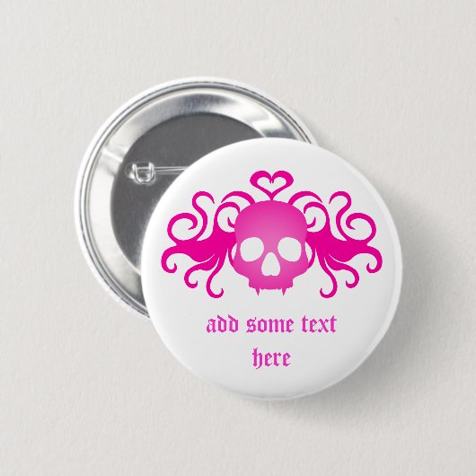 Pink Goth Skull Button (Vorne & Hinten)