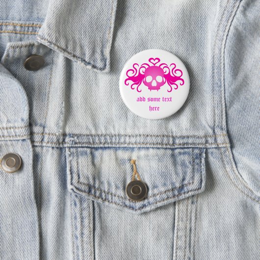 Pink Goth Skull Button (Beispiel)
