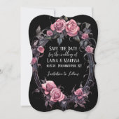 Pink Gothic Floral Save the Date Einladung (Vorderseite)