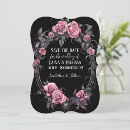 Pink Gothic Floral Save the Date Einladung