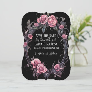 Pink Gothic Floral Save the Date Einladung