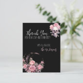 Pink Gothic Floral Wedding Postcard Vielen Dank Postkarte (Stehend Vorderseite)