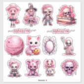 PINK GOTHIC HALLOWEEN CUSTOM CURSIVE NAME AUFKLEBER (Blatt)