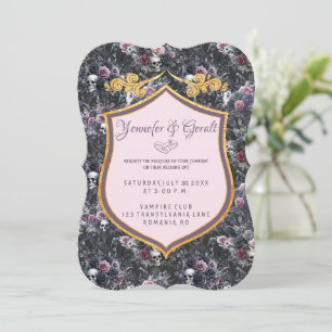 Pink Gothic Romantic Moody Blume Skull Einladung