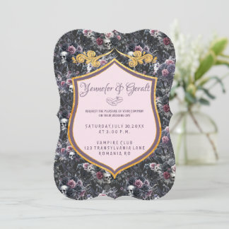 Pink Gothic Romantic Moody Blume Skull Einladung