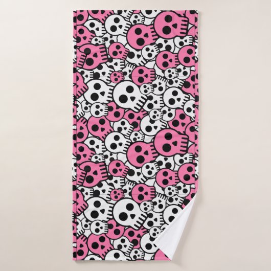Pink Gothic Skull Pattern Print Badehandtuch (Badehandtuch)
