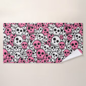 Pink Gothic Skull Pattern Print Badehandtuch (Badehandtuch)