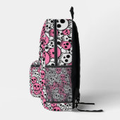 Pink Gothic Skull Pattern Print Bedruckter Rucksack (Rechts)