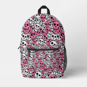 Pink Gothic Skull Pattern Print Bedruckter Rucksack (Vorderseite)