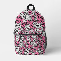 Pink Gothic Skull Pattern Print