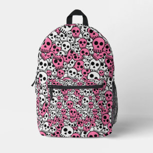 Pink Gothic Skull Pattern Print Bedruckter Rucksack