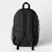 Pink Gothic Skull Pattern Print Bedruckter Rucksack (Rückseite)