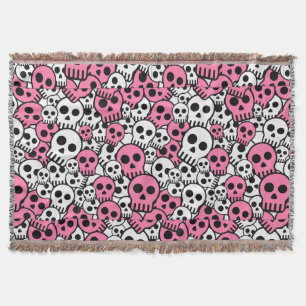 Pink Gothic Skull Pattern Print Decke
