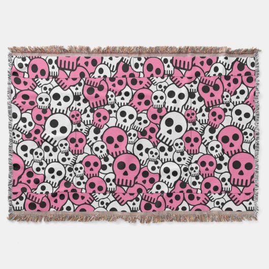 Pink Gothic Skull Pattern Print Decke (Vorderseite)