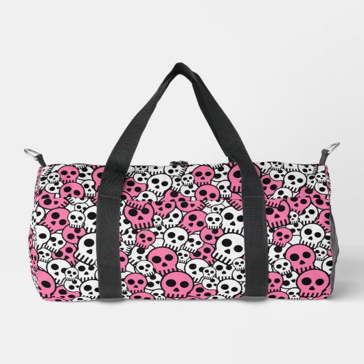 Pink Gothic Skull Pattern Print Duffle Bag (Vorderseite)