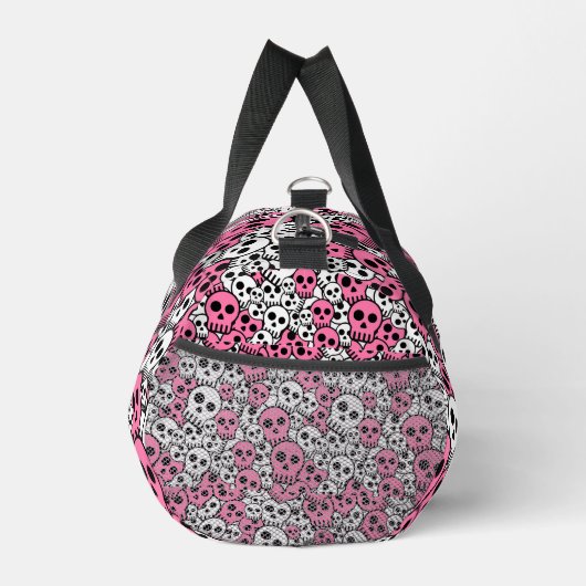 Pink Gothic Skull Pattern Print Duffle Bag (Rechts)