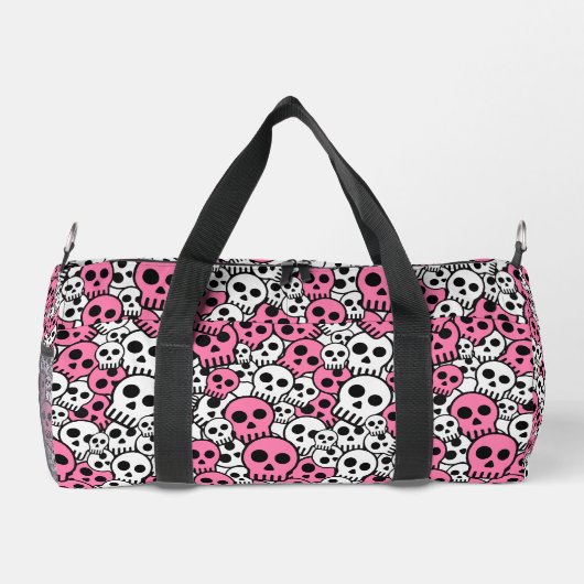 Pink Gothic Skull Pattern Print Duffle Bag (Rückseite)