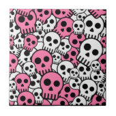 Pink Gothic Skull Pattern Print Fliese (Vorderseite)