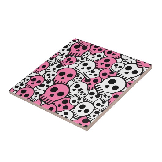 Pink Gothic Skull Pattern Print Fliese (Seite)