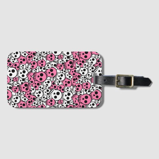 Pink Gothic Skull Pattern Print Gepäckanhänger (Vorderseite (Horizontal))