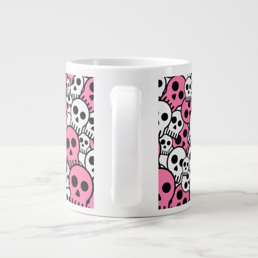 Pink Gothic Skull Pattern Print Jumbo-Tasse (Rückseite)