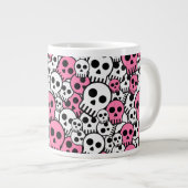 Pink Gothic Skull Pattern Print Jumbo-Tasse (Vorderseite Rechts)