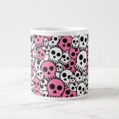 Pink Gothic Skull Pattern Print Jumbo-Tasse (Vorderseite)