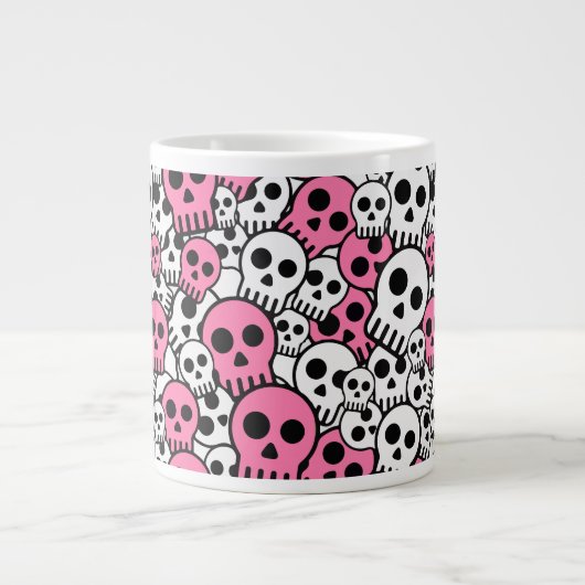 Pink Gothic Skull Pattern Print Jumbo-Tasse (Vorderseite)