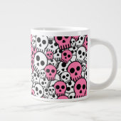 Pink Gothic Skull Pattern Print Jumbo-Tasse (Rechts)